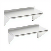 2-pack roestvrijstalen schappen, 320LB, commerciële wandmontage, voor thuis, keuken, restaurant