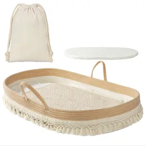 Boho Changing Basket with Changing Pad Liners Changing Pad and Waterproof Cover Moses Basket for Babies