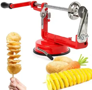 Großhandel Rot 3 In 1 Manuelle Küche Edelstahl Apple Slicer Kerns chneide maschine Schäler