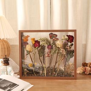 إطار الصورة على الوجهين شفاف ديي زهرة جافة خشبية إطار الصورة العينات عرض الزخرفية ضغط الزهور الظل مربع - Product Image 3