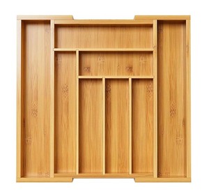 AMZ Hotselling Plateau à couverts réglable en bambou extensible Organisateur de <span class=keywords><strong>tiroir</strong></span> - Product Image 1