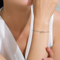 Mylove Fine, Ensemble Collier et Bracelet Ajustable en Argent Sterling 925 Plaqué Rhodium, Style Minimaliste Nouveau, Chaîne Trombone