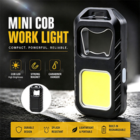 Mini lampe torche LED porte-clés avec aimant, ouvre-bouteille, rechargeable par USB, torche d'avertissement d'urgence pour la randonnée nocturne, la course à pied et le camping