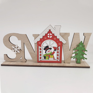 Christmas Wooden Xmas Decorations Paulownia Wood Hand Painted Home <b>Desktop</b> Ornaments Gift Idea - Product Image 3