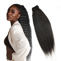 RONGXIN Mèches de cheveux humains vierges non traités, bruts, lisses et crépus, et mèches de cheveux brésiliens crépus, avec pointes à double trame