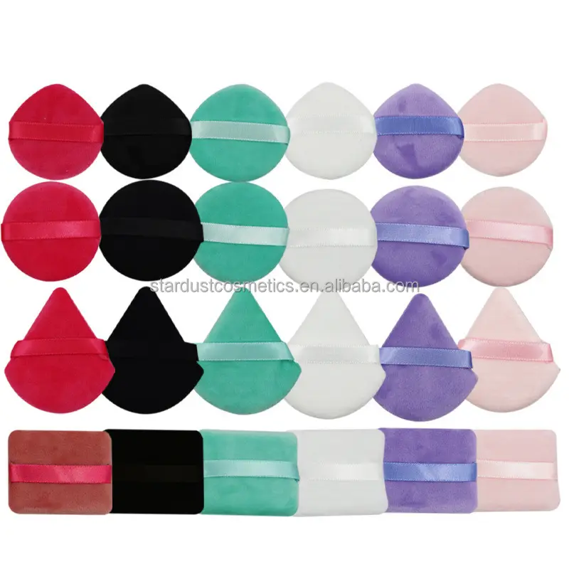 4 shapes Triangle Velvet Powder Cosmetic Puff round Beauty Sponge Wet Foundation and powder Makeup Puff Tools