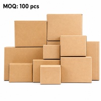 Boîte en carton ondulé écologique à fond plat, faible MOQ, logo imprimé personnalisé, tailles personnalisables, emballage pour coursier express