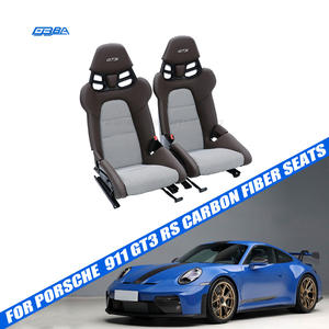 Sièges de voiture personnalisables en cuir Nappa Alcantara et fibre de carbone sèche marron pour Porsche 911 GT3 RS - Product Image 1