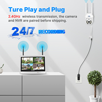 Kit de Cámara de Seguridad CCTV Inalámbrica para Exteriores de 5MP con Seguimiento Humano Automático, Cámara PTZ Wifi y Monitor de 12", Sistema de Cámara de Seguridad IP NVR para el Hogar