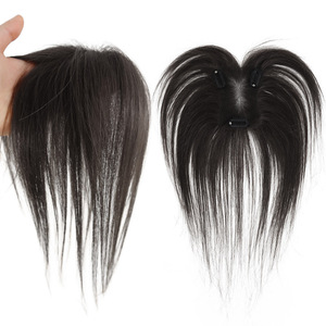 Perruque lisse en cheveux naturels Xuchang, modèle Butterfly for Net Refill, avec frange droite <span class=keywords><strong>invisible</strong></span> bilatérale, <span class=keywords><strong>chignon</strong></span> haut et volume sur le dessus de la tête - Product Image 1
