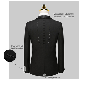 Veste de costume à revers châle décontracté professionnel mince pour hôte de mariage marié fermeture respirante à double boutonnage - Product Image 5