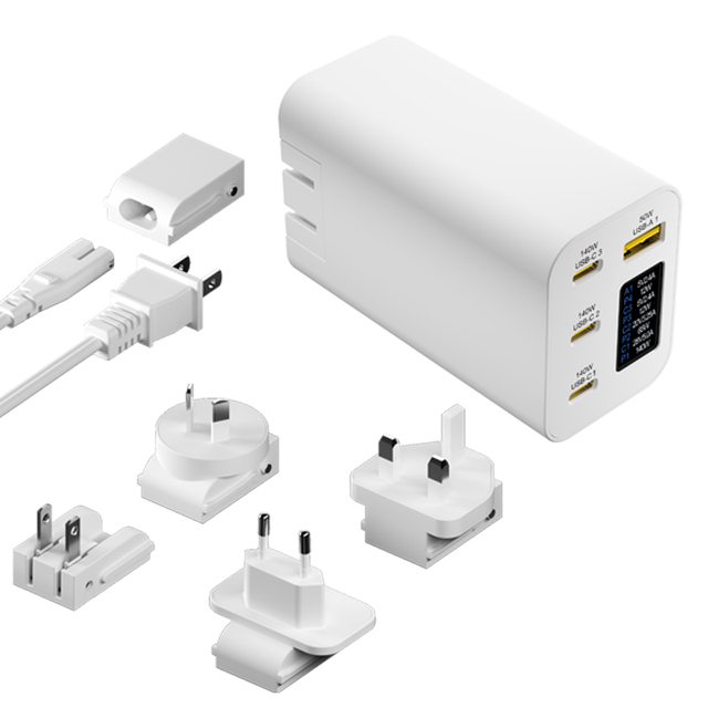 PD140W PD3.1 GaN 4-Port Type-C USB-A Travel Charger with QC3.0 PPS for Laptop Camera & Earphone