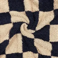 Couverture en tricot crochetée réversible au design personnalisé, couverture en polaire à carreaux pour l'hiver