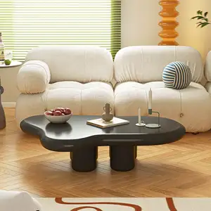 Free Shipping Scandinavian Curved Coffee Table Irregular Household Table Black and White End Table
