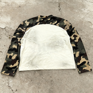 T-shirt <span class=keywords><strong>Termica</strong></span> Vintage a <span class=keywords><strong>Maglia</strong></span> Waffle con Vestibilità Ampia Personalizzata, Maglietta Streetwear Camouflage a Maniche Lunghe Oversize con Lavaggio Acido per Uomo - Product Image 3