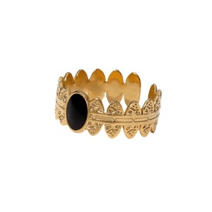 Bague ouverte ajustable hypoallergénique en acier inoxydable plaqué or 18 carats, style vintage rétro français géométrique, polyvalente et élégante - Product Image 5