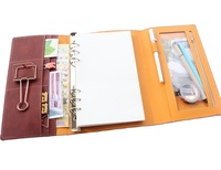 Carnet de notes A5 classique vintage en cuir PU, organiseur/agenda à feuilles mobiles avec reliure métallique à 6 trous, idéal pour le bureau et l'école, cadeau parfait