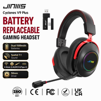 Casque de jeu sans fil OEM JINMS V9 Plus avec batterie remplaçable, logo personnalisé, son surround virtuel 7.1, RGB, léger