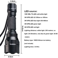 Lampe torche LED TOPCOM Convoy C8 avec ampoule UV 365NM, détection d'encre invisible, lampe UV avec lentille noire