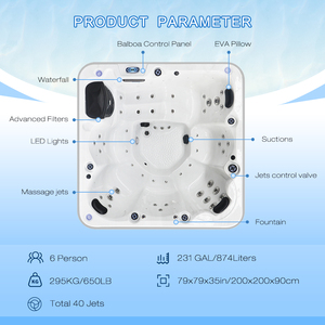 Sunrans อ่างสปาสำหรับ6ท่าน, อ่างน้ำวนแบบหรูหรา - Product Image 2