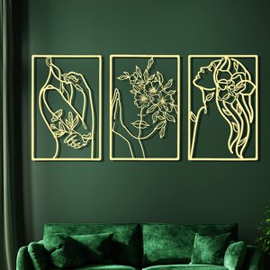 Diy Interior vestíbulo pantalla Marco de hierro flor dormitorio pared decoración colgante Metal mujeres pared arte Decoración - Product Image 5