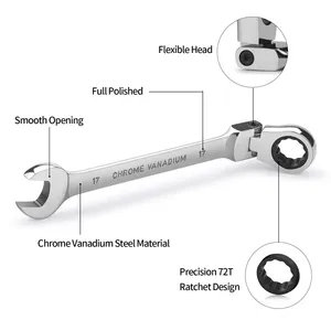 Juego de llaves inglesas de trinquete de doble cabeza de pulgada métricas personalizadas de alta calidad, juego de llaves dinamométricas cromadas de anadio para uso industrial - Product Image 3