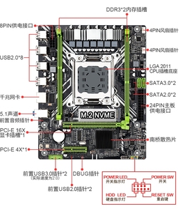 X79D เมนบอร์ด USB ช่องเสียบการ์ดแรม2.0 CPU DVI VGA Form PCI Memory - Product Image 6