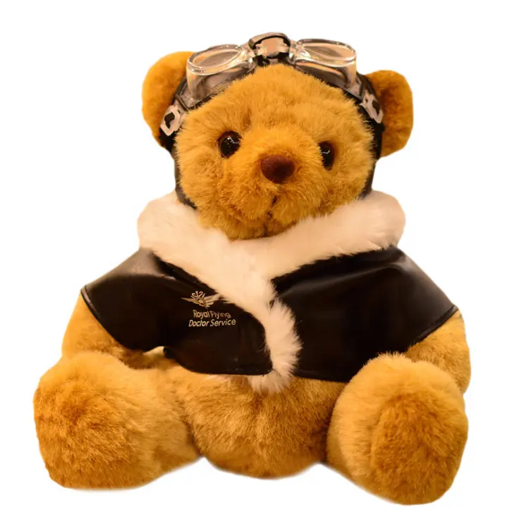 25cm Custom Teddybär Plüsch bär Spielzeug Flieger Flugzeug Spielzeug Gefüllte Plüsch Kapitän Teddybär Drops hipping nach USA