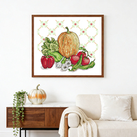 Kit de Broderie Point de Croix NKF « Nature Morte de Jardin : Citrouille, Tomate, Poivron » pour Adultes Débutants – Décoration Faite Main DIY