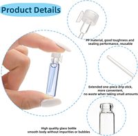 Vente en gros de flacons d'échantillons de parfum MiniGlass de 1 ml, 2 ml, 3 ml avec bouchon noir à bâtonnet pour parfum, huile essentielle, aromathérapie