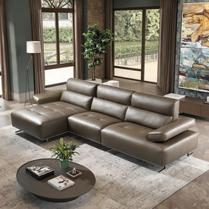 Juego de Sofás Modulares de Cuero Genuino Italiano de Lujo, Sofá Seccional Convertible de Dos Plazas, Extensible, para Sala de Estar, Cama, Esquina, Madera - Product Image 3