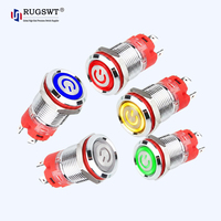 Bouton poussoir miniature en métal de 12 mm avec LED, étanche IP67, pour panneau de commande de borne de recharge de véhicules électriques