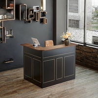 Bureau de réception moderne en bois en forme de L avec étagères de rangement, convertible, pour petit bureau, école, hôpital, centre commercial