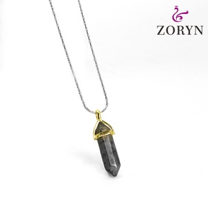 Colgante de Cristal de Piedra Natural con Bisel Chapado en Oro, Cadena de Plata, Estilo Boho Vintage, de Acero Inoxidable, para Hombres y Mujeres - Product Image 3