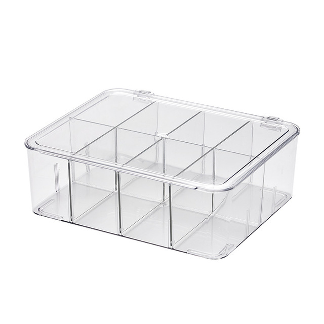 Modern Square Acrylic Wicker Kitchen Storage Box Transparent Food Storage Stackable Multifunction Small Card Organizer Lid Table