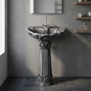 Vistaar Colorful Printed Square Ceramic Pedestal Wash Basin Elegant Modern Bathroom Lavabo - Product Image 6