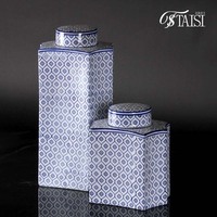 Bocaux à gingembre antiques Chinoiserie Bocaux de rangement décoratifs en porcelaine bleue et blanche Arrangements floraux Vase pour salon