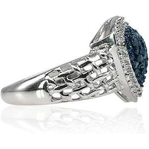 Triangle Halo Wedding <b>Ring</b> 0.40 Ct Round Natural Diamond 925 Sterling <b>Silver</b> Pave Setting Women's Fashion <b>Ring</b> - Product Image 3