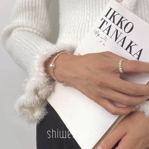 Collier en argent S925 avec perle française pour femmes, design élégant et simple avec argent cassé et perles, bijoux pour l'été D9691 - Product Image 3