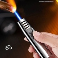 Briquet à gaz en métal coupe-vent, briquet portable pour cigares, briquet à flamme jet gonflable au butane, allumage pour cuisine et barbecue