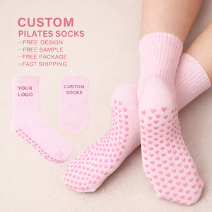 <span class=keywords><strong>Chaussettes</strong></span> en tricot personnalisées de haute qualité avec logo, antidérapantes, brodées, pour femmes, idéales pour la danse, la grossesse, le yoga et le pilates - Product Image 1