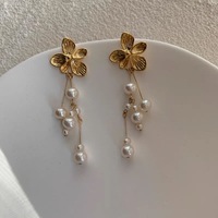 Boucles d'oreilles pendantes Aimgal Flower Niche en perles Edison naturelles 3-6mm, tige en argent 925, cadeau touristique pour femme, bijoux pour fête à la plage