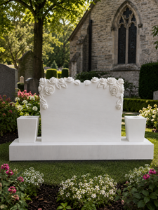 Lápida Conmemorativa de Mármol Blanco para Cremación, Monumento para Cementerio, Estilo Tradicional Europeo, Estatua de Piedra - Product Image 3