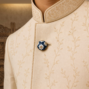 Elegante Botón de Latón Azul Marino con Diseño Floral y Detalles de Cristal Hechos a Mano para Ropa Formal Masculina - Cumpleaños y Aniversarios - Product Image 6