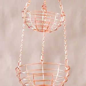 Panier à <span class=keywords><strong>fruits</strong></span> suspendu à 2 couches en acier inoxydable, <span class=keywords><strong>Design</strong></span> ouvert - Product Image 1