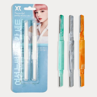 Rasoir à sourcils multifonctionnel à double tête, personnalisation de la couleur du manche et du motif imprimé, outil de beauté en acier inoxydable, vente en gros