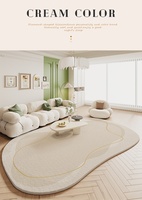 Luxuriöser Teppich für Wohnzimmer, Hochwertiger Sofateppich, Quadratische Schlafzimmermatte, Pflegeleichter, Abwischbarer Teppich mit Geometrischem Muster