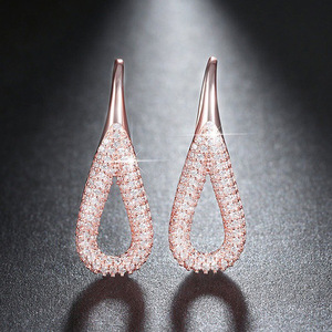 Pendientes de Lágrima con Circonitas y Diseño Calado para Mujer, Joyería Elegante y a la Moda - Product Image 3