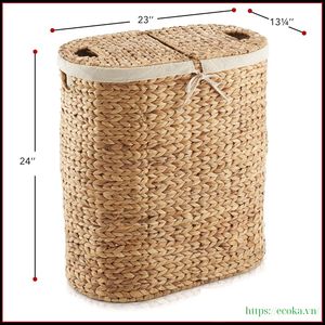 Eco-Friendly Handwoven Water Hyacinth Laundry <b>Basket</b> with Lid Clothes Hamper for Clothing Organizing <b>Basket</b> Storage - Product Image 2