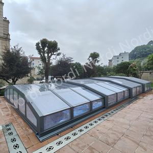 طقم حمام سباحة من الألومنيوم قابل للسحاب كهربائي حديث ، طقم غرفة شمسية من الزجاج المقسى ، حمامات سباحة خارجية ، إطار من سبائك الألومنيوم كوة - Product Image 1